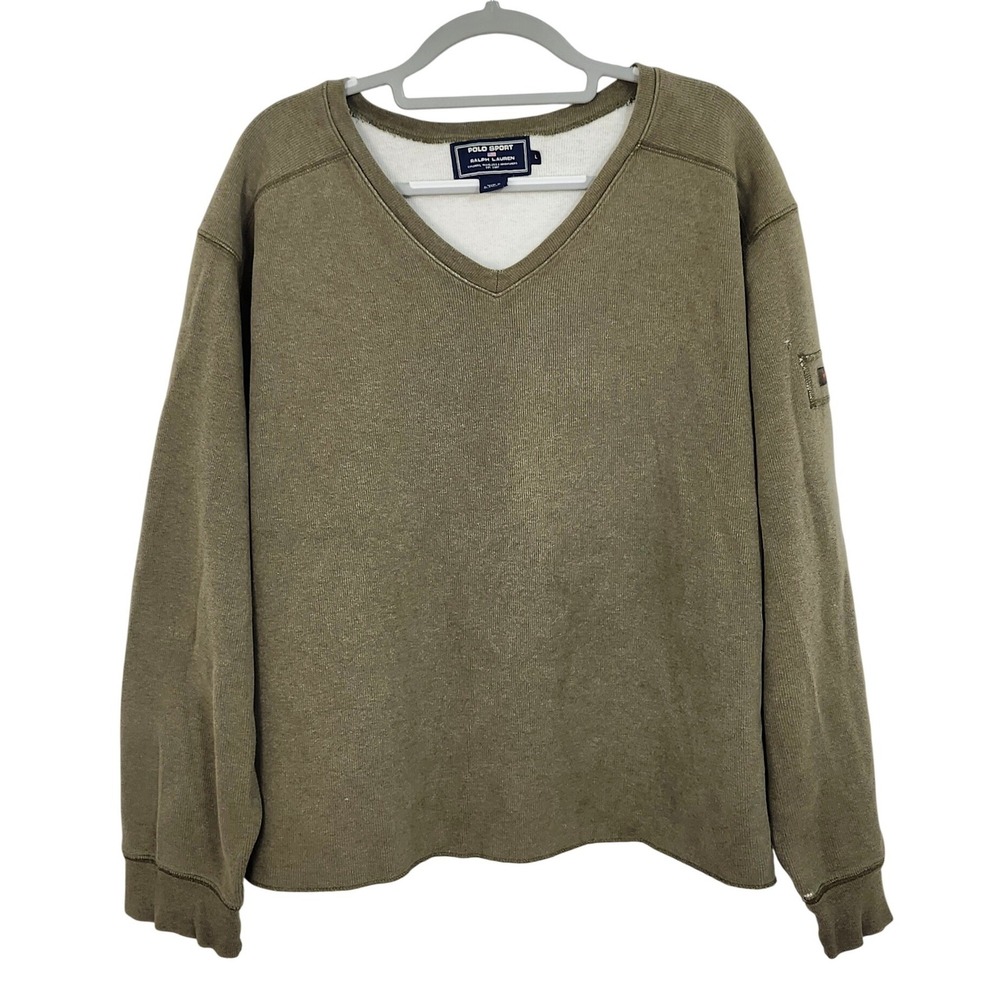 Vintage Polo Sport Ralph Lauren Knit Sweatshirt‎ Large Distressed Oversized Boxy